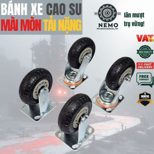 Bánh Xe Cao Su Đặc D150 Chịu Mài Mòn – Càng Dày 5.5mm, Chuyên Dụng Đường Nhựa & Bê Tông