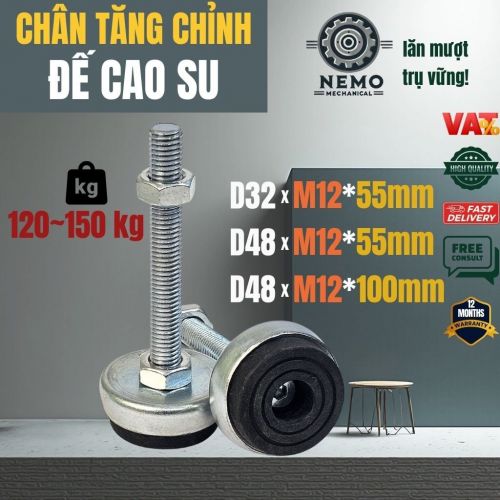 Chân Tăng Chỉnh Đế Cao Su M12 – Chống Rung Chuyên Dụng & Bảo Vệ Sàn