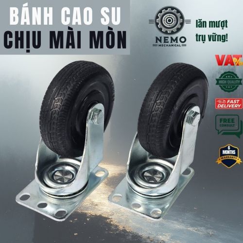 Bánh Xe Cao Su Chịu Mài Mòn – Vân Nhám Chống Trượt (D75, D100)