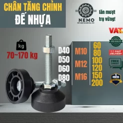 Chân Tăng Chỉnh Đế Nhựa Cứng (M10, M12, M16) - Cơ Khí Nemo