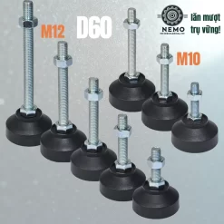 Chân Tăng Chỉnh Đế Nhựa Cứng (M10, M12, M16) chan tang de nhua d60 - Cơ Khí Nemo