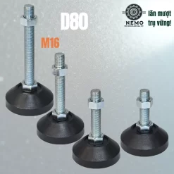 Chân Tăng Chỉnh Đế Nhựa Cứng (M10, M12, M16) chan tang de nhua d80 - Cơ Khí Nemo