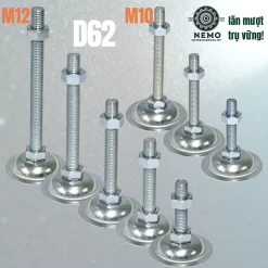 Chân Tăng Chỉnh Đế Thép Mạ Kẽm (M10, M12, M16) chan tang de thep d62 - Cơ Khí Nemo