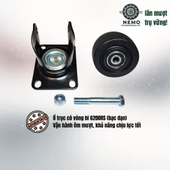 Bánh xe lùn (thấp) chịu tải nặng banh nylon lun chiu tai nang - Cơ Khí Nemo (chi tiết 4)