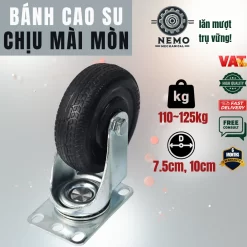 Bánh xe cao su chịu mài mòn mặt bích - Cơ Khí Nemo