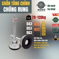 Chân Tăng Chỉnh Chống Rung Đế Nylon (M10, M12) - Cơ Khí Nemo