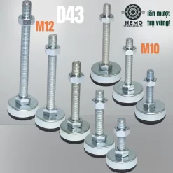 Chân Tăng Chỉnh Chống Rung Đế Nylon (M10, M12) chan tang chong rung d43 - Cơ Khí Nemo