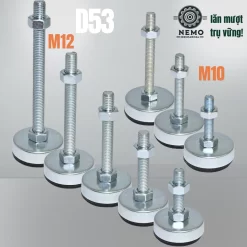 Chân Tăng Chỉnh Chống Rung Đế Nylon (M10, M12) chan tang chong rung d53 - Cơ Khí Nemo