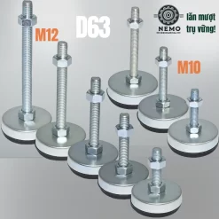 Chân Tăng Chỉnh Chống Rung Đế Nylon (M10, M12) chan tang chong rung d63 - Cơ Khí Nemo