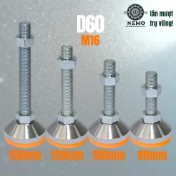 Chân Tăng Chỉnh Chịu Tải Siêu Nặng (Bát Thép Mạ Crom, M16/M20) chan tang chiu tai sieu nang d60 - Cơ Khí Nemo