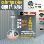Chân Tăng Chỉnh Chịu Tải Nặng - Bát Thép Mạ Crom (M10, M12) - Cơ Khí Nemo