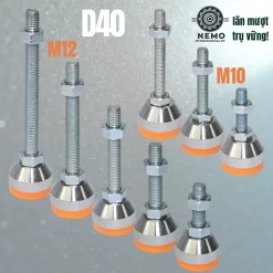 Chân Tăng Chỉnh Chịu Tải Nặng - Bát Thép Mạ Crom (M10, M12) chan tang chiu tai nang d40 - Cơ Khí Nemo