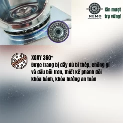Bánh xe PVC đỏ mận cọc vít banh xe do man coc vit - Cơ Khí Nemo (chi tiết 3)