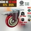 Bánh xe PVC đỏ mận mặt bích, có bạc đạn - Cơ Khí Nemo