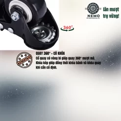 Bánh xe PVC đen trắng cọc vít, có bạc đạn banh xe den trang coc vit - Cơ Khí Nemo (chi tiết 5)