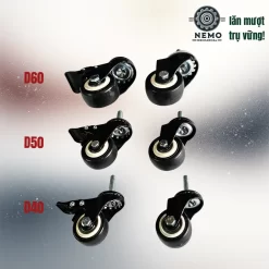 Bánh xe PVC đen trắng cọc vít, có bạc đạn banh xe den trang coc vit - Cơ Khí Nemo (chi tiết 6)