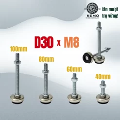 Chân Tăng Chỉnh Bát Thép Mạ Crom (M8, M10, M12) chan tang chinh ma crom d30m8 - Cơ Khí Nemo