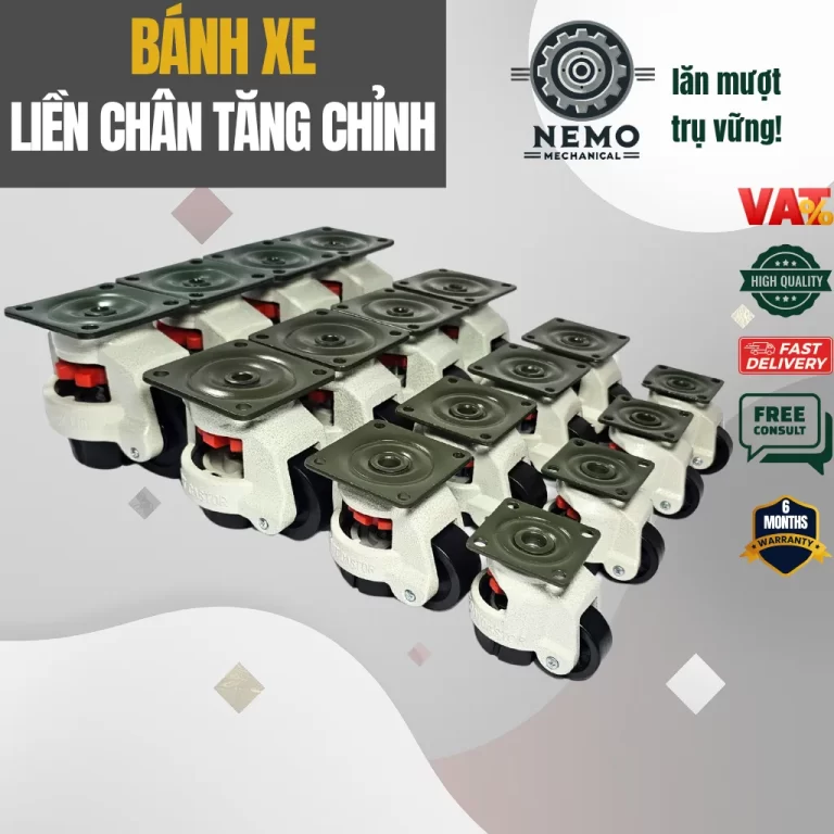 Bánh xe liền chân tăng chỉnh FootMaster - Cơ Khí Nemo