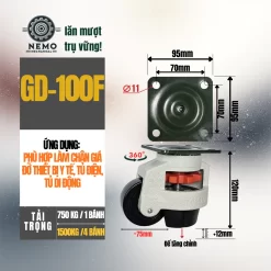 Bánh xe liền chân tăng chỉnh FootMaster banh xe lien chan tang chinh gd 100f - Cơ Khí Nemo