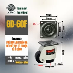 Bánh xe liền chân tăng chỉnh FootMaster banh xe lien chan tang chinh gd 60f - Cơ Khí Nemo