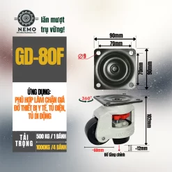 Bánh xe liền chân tăng chỉnh FootMaster banh xe lien chan tang chinh gd 80f - Cơ Khí Nemo