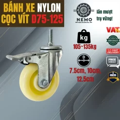 Bánh xe Nylon tải nhẹ cọc vít - Cơ Khí Nemo