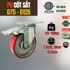Bánh xe PU cốt sắt tải nhẹ - Cơ Khí Nemo