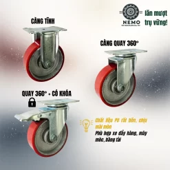 Bánh xe PU cốt sắt tải nhẹ - Cơ Khí Nemo (chi tiết 3)