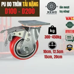 Bánh xe PU Hàn Quốc lõi gang, tải nặng - Cơ Khí Nemo