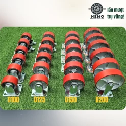 Bánh xe PU cốt sắt tải nặng, càng 5.5 ly banh xe pu loi gang tai nang - Cơ Khí Nemo (chi tiết 4)