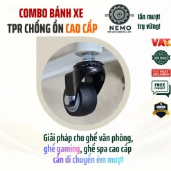 Bánh xe TPR chống ồn cọc vít - Cơ Khí Nemo