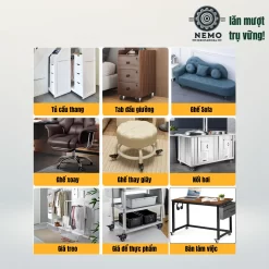 Bánh xe TPR chống ồn cọc vít banh xe tpr chong on cho ghe van phong chan nhua ung dung - Cơ Khí Nemo