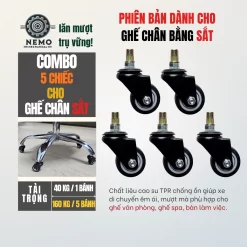 Bánh xe TPR chống ồn cọc vít combo banh xe tpr chong on cho ghe van phong chan nhua 2 - Cơ Khí Nemo