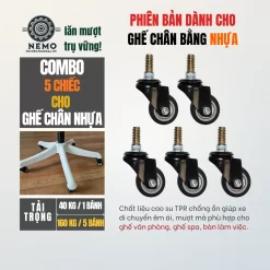 Bánh xe TPR chống ồn cọc vít combo banh xe tpr chong on cho ghe van phong chan nhua - Cơ Khí Nemo