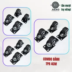 Bánh xe TPR chống ồn mặt bích, có bạc đạn banh xe tpr chong on cao cap - Cơ Khí Nemo (chi tiết 7)