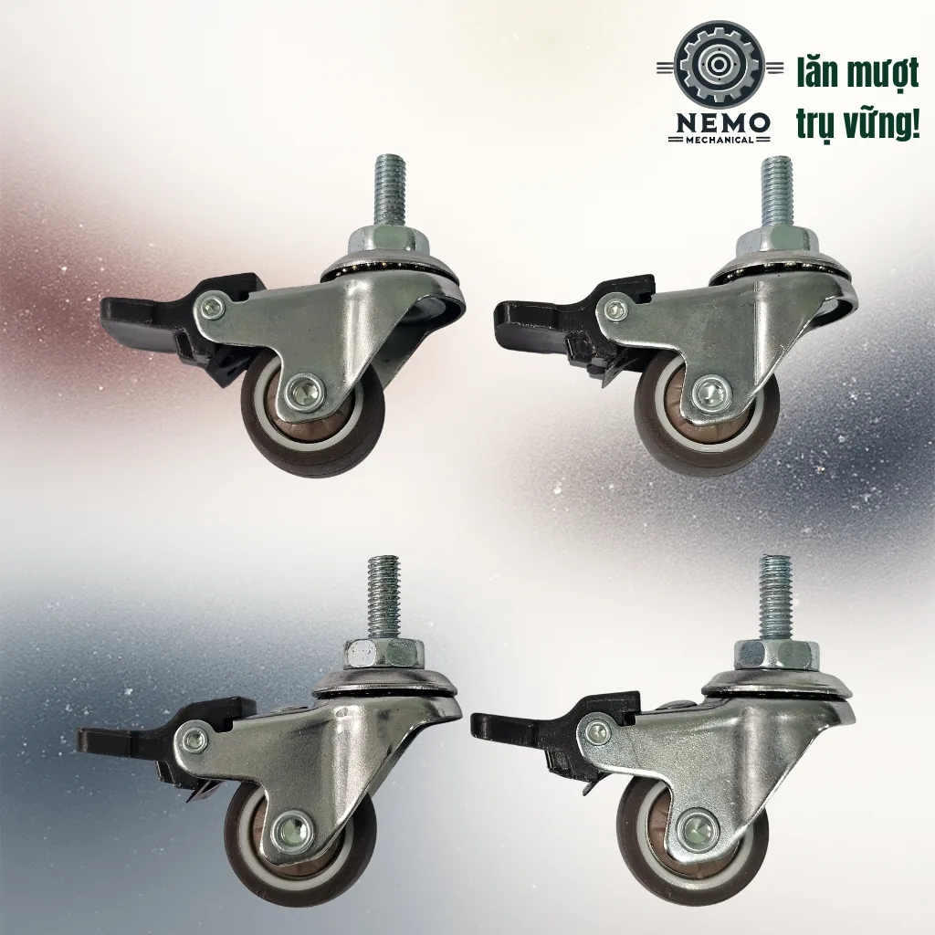Bánh xe TPR nội thất mini cọc vít 2.5cm combo banh xe tpr mini - Cơ Khí Nemo (chi tiết 3)