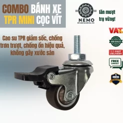 Bánh xe TPR nội thất mini cọc vít 2.5cm - Cơ Khí Nemo