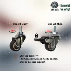 Bánh xe TPR nội thất mini cọc vít 2.5cm combo banh xe tpr mini chung loai - Cơ Khí Nemo