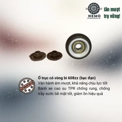Bánh xe TPR nội thất mini cọc vít 2.5cm combo banh xe tpr mini o truc banh - Cơ Khí Nemo
