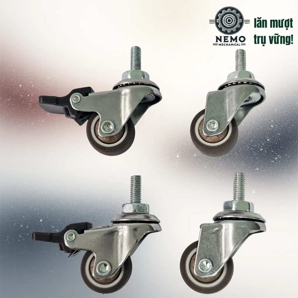 Bánh xe TPR nội thất mini cọc vít 2.5cm combo banh xe tpr mini - Cơ Khí Nemo
