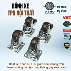 Bánh xe TPR nội thất mặt bích, có ổ bi - Cơ Khí Nemo