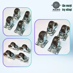 Bánh xe TPR nội thất mặt bích, có ổ bi - Cơ Khí Nemo (chi tiết 8)