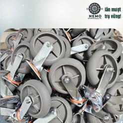 Bánh xe TPR bo tròn tải nặng, càng 5.5 ly banh xe tpr bo tron tai nang d150 - Cơ Khí Nemo