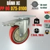Bánh xe TPU đỏ tải nhẹ mặt bích - Cơ Khí Nemo