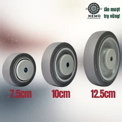 Bánh xe rời TPR xám mặt phẳng, không càng (có bạc đạn) banh roi tpr phang cac loai - Cơ Khí Nemo