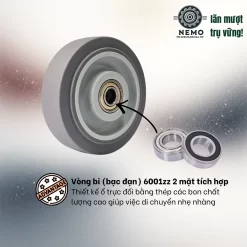 Bánh xe rời TPR xám mặt phẳng, không càng (có bạc đạn) banh roi tpr phang o bi - Cơ Khí Nemo