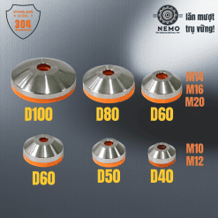 Chân tăng chỉnh chịu tải Inox 304 đệm PVC M10 M12 – Chan tang chinh chiu tai inox cac loai de | Cơ Khí Nemo