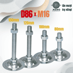 Chân tăng chỉnh đế thép mạ kẽm M10 M12 M16 – Chan tang de thep D86 | Cơ Khí Nemo