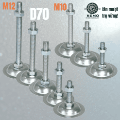 Chân tăng chỉnh đế thép mạ kẽm M10 M12 M16 – Chan tang de thep D70 | Cơ Khí Nemo