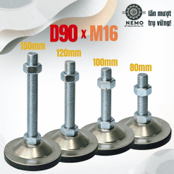 Chân tăng chỉnh đế thép mạ kẽm M10 M12 M16 – Chan tang de thep D90 | Cơ Khí Nemo